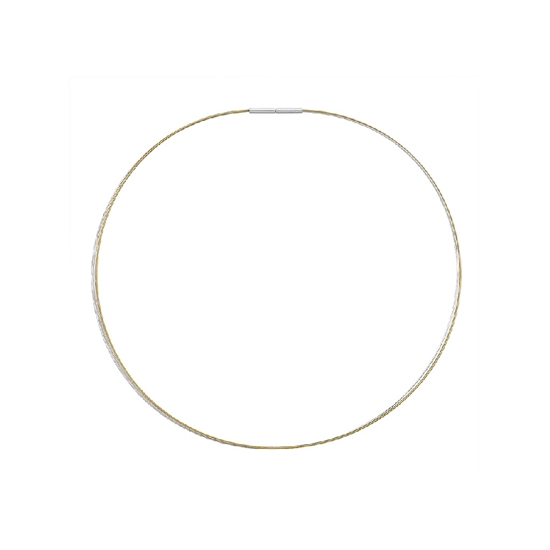 Gargantilla 3 hilos acero color plata/oro amarillo con cierre de plata. - REF. GR-71-0003OHD 0