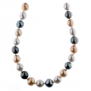 Collar de perlas multicolor con cierre de oro blanco. - REF. N-101168H Loalba