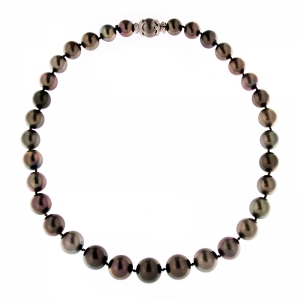 Collar de perlas tahití con cierre de oro blanco y diamantes. - REF. N-101117H