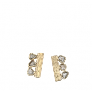Pendientes Sparkles plata dorada y 6 diamantes. - REF. PE129-0002/DO