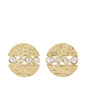 Pendientes Sparkles plata dorada y 8 diamantes. - REF. PE129-010/DO Loalba