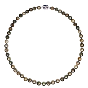 Collar perlas cultivadas Tahití con cierre de oro blanco y brillantes. - REF. N-101281H