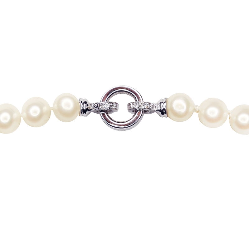 Collar perlas cultivadas agua dulce con cierre de oro blanco y brillantes. - REF. N-101264H 1