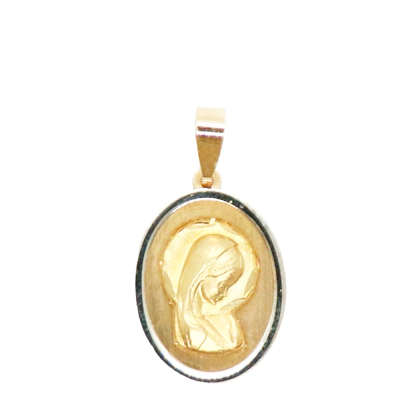Medalla oval en oro amarillo y blanco 18 k. - REF. SO-F45R 0