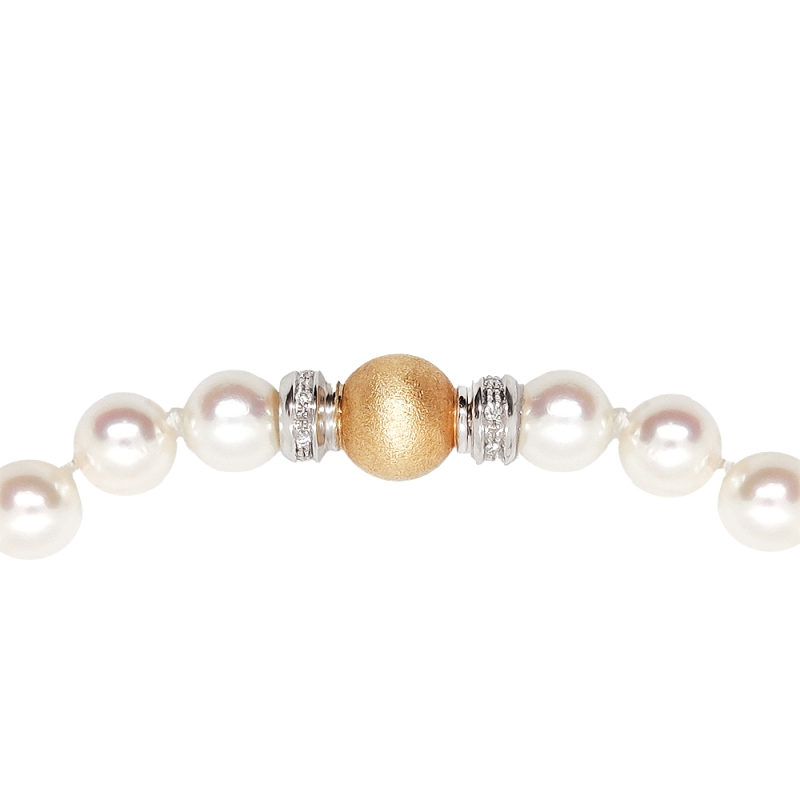 Collar de perlas Japón y cierre en oro amarillo y blanco 18 k y brillantes. - REF. N-101283H 1