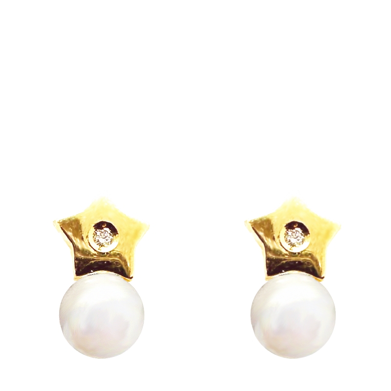 Pendientes Tiny corona oro 18 k perlas y topacios. - REF. 12922G 0